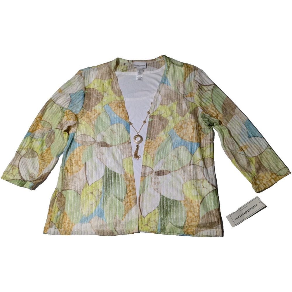 ALFRED DUNNER SANTE FE Women Medium Green Layered 3-in-1 Top Jacket Necklace NEW